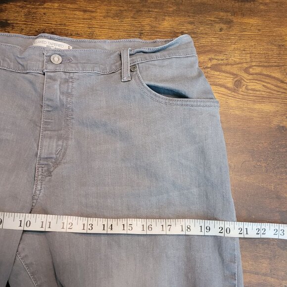 Levi's Jean Shorts Size 14 Relaxed 550 Cut Off Raw Hem High Rise Gray Stretch - Picture 7 of 11